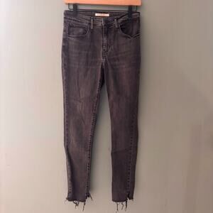 Levi's High Rise Skinny Raw Hem Black Jeans Size 27